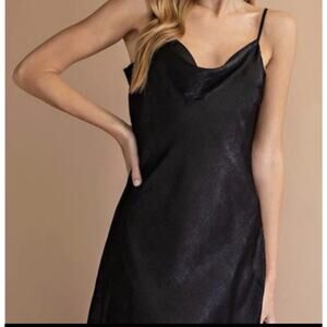 NWT See You Monday Black Satin Cowl Neck Slip Dress Size M Adjustable Straps 90s